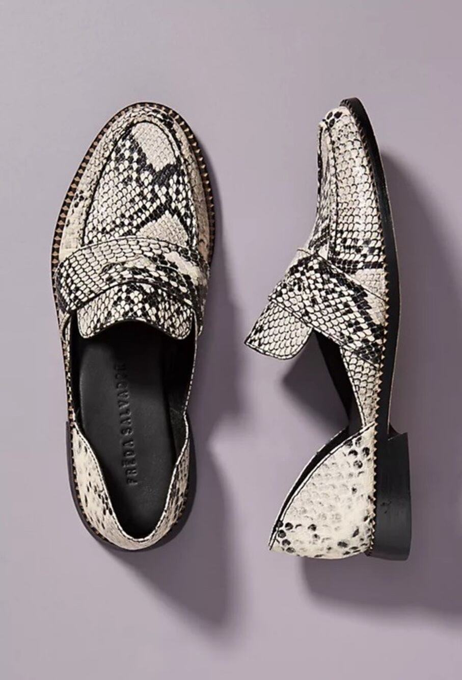 Freda Salvador Tash Snakeskin Leather D’Orsay Loafers US 10 Side Cut